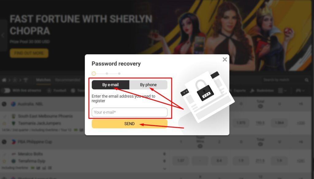 melbet how to recover password?